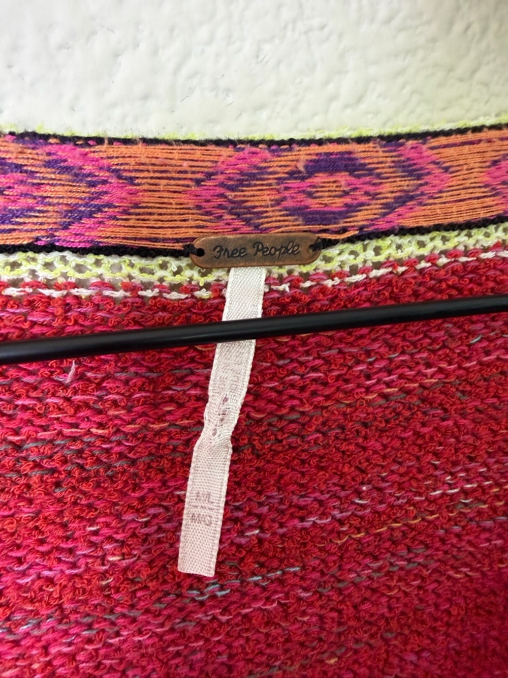 Free People Floral Knit Surf Sweater Kimono Cardigan Womens Size M / L - Picture 8 of 9